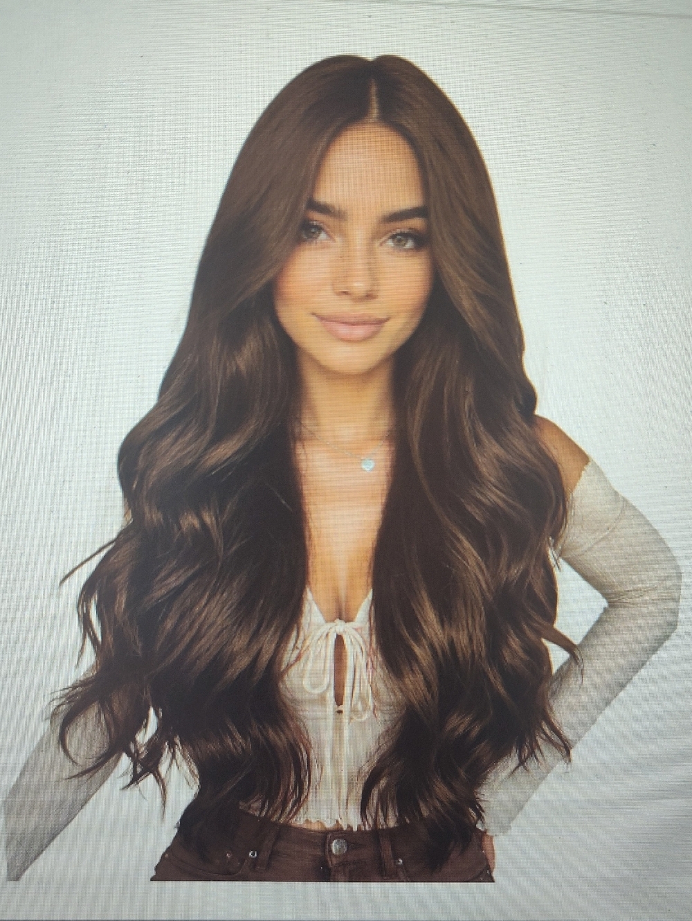 Long Wavy Women's Tape In Human Hair Extensions 4A Dark Rich Chesnut  Brown 20"